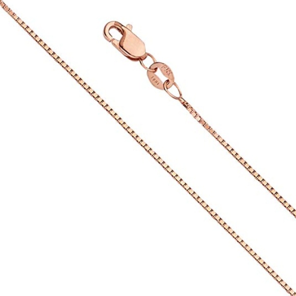 Jewelry - 14k Rose Gold Solid 0.9mm Box Link Chain Necklace